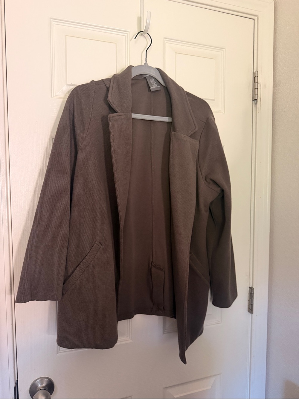 Matty M Taupe Open-Front Blazer